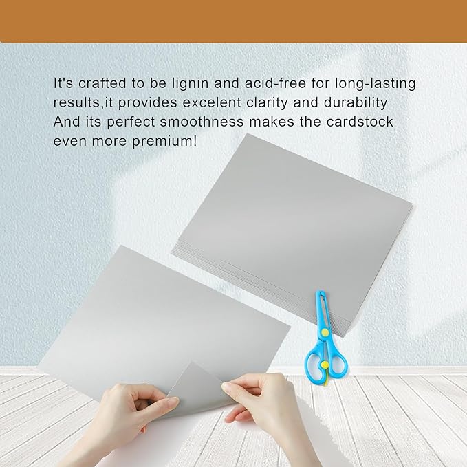 Silunkia 40 Sheets Grey Cardstock 8.5 x 11 Crafts Paper, 200gsm/75lb Premium Gray Card Stock Printer Paper for DIY Cards Making, Business Cards, Certificates, Wedding Invitations, School, Menus