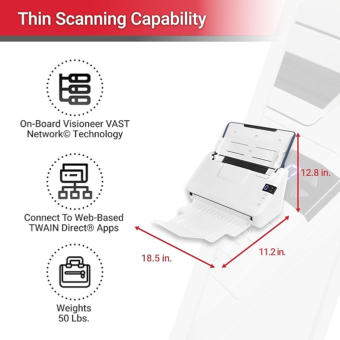 Xerox Visioneer Xerox D35 Scanner, USB Office Document Scanner for PC and Mac, 45 PPM, Automatic Document Feeder (ADF), White