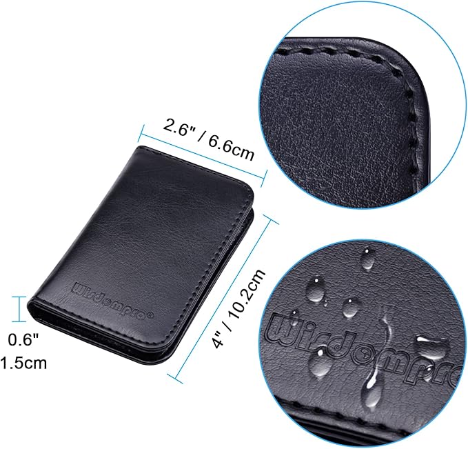 Wisdompro Business Card Holder, 2-Sided PU Leather Folio Name Card Holder Wallet Case with Magnetic Shut for Men and Women, Ultra Slim and Thin