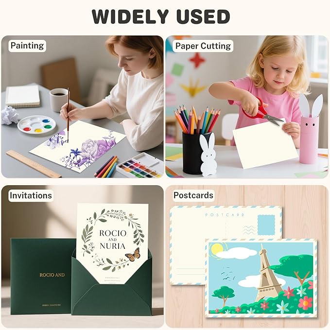 Cream Cardstock 8.5 X 11, 80 Sheets Card Stock, 75lb/ 200gsm Copy Paper, Cardstock Printer Paper for Art, Drawing, Invitations, DIY Cards, Watercolor, Craft, Construction, School & Office Supplies