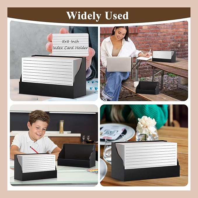 SHIQIKEJIPTY 5X8 Index Card Holder Acrylic Black Note Card Holder Index Card Stand Note Card Organizer Box Flash Card Organizer Postcard Display Rack Business Card Storage For School Library(No Card)