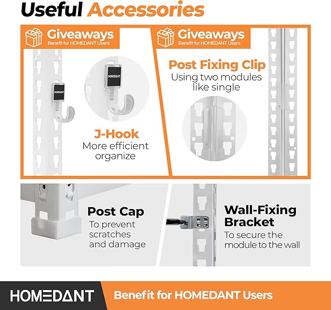 HOMEDANT 35.9" W 5 Tier Heavy Duty Garage Shelving Adjustable Metal Rack Storage Shelves Standing Shelf Unit Organizers Pantry Closet White 1Pack