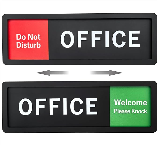 Office Sign – Do Not Disturb/Knock Welcome Slide Switch Sign, Premium Durable Acrylic Material, Super Strong Self-Adhesive, Quick Installation, Suitable For Your Home And Business (9×3 Inches, Black)