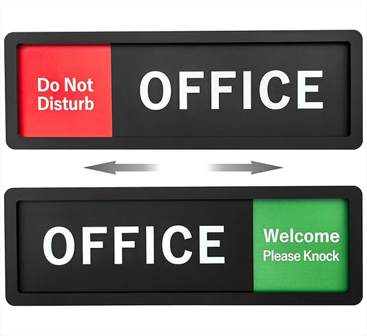 Office Sign – Do Not Disturb/Knock Welcome Slide Switch Sign, Premium Durable Acrylic Material, Super Strong Self-Adhesive, Quick Installation, Suitable For Your Home And Business (9×3 Inches, Black)