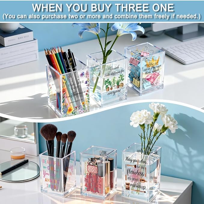 QYUVK Sorry I'm Late I Was Dilly Dallying Acrylic Makeup Brush Pencil Holder Cup, Funny Silly Goose Pen Holder Cup Gifts for Women Coworker, Cosmetic Organizer for Home Office Desk Accessories