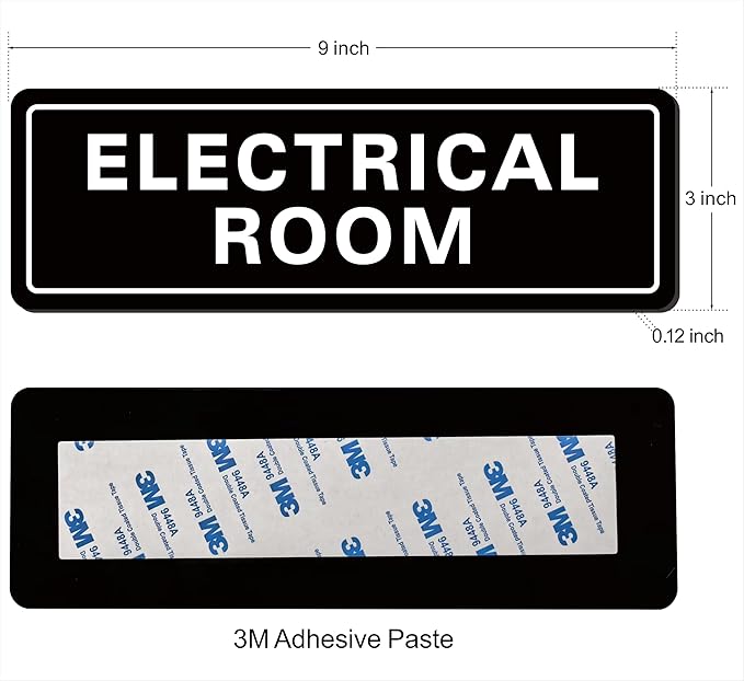 Electrical Room Sign - Premium Durable Acrylic Material, Super Strong Self-adhesive, Quick Installation, Suitable for Your Home and Business (9 × 3 Inches, Black)