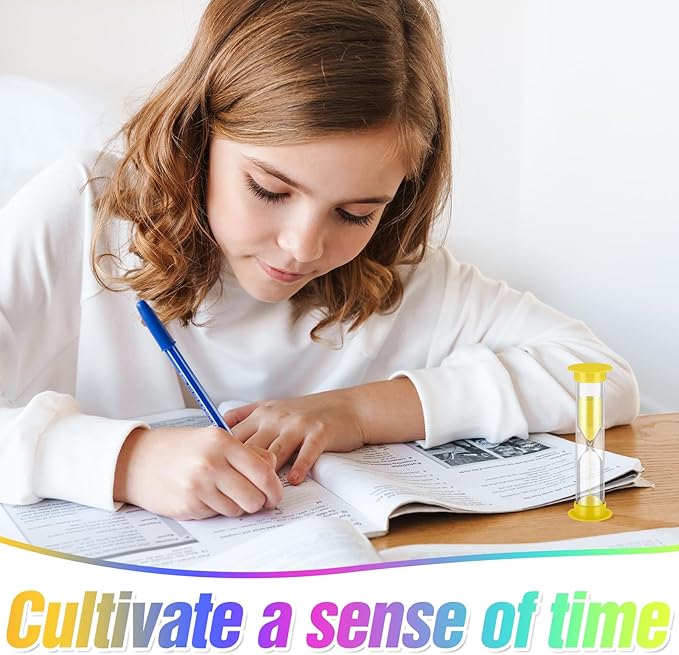 48 Pcs Back to School 5 Minute Sand Timer Bulk Colored Plastic Mini Multicolor Hourglass Stand Timer for Classroom Teacher School Home Office Time Management