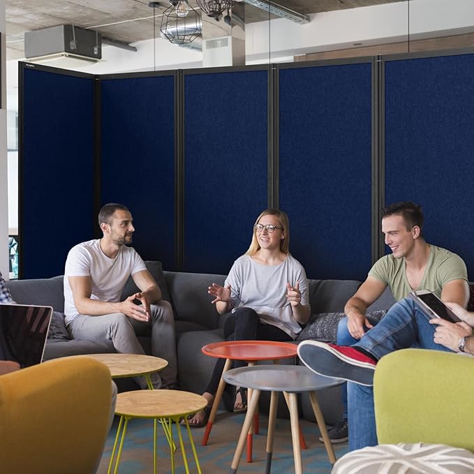 Strongbird Room Partition,Folding Privacy Divider,Office Partition Dividers,Office Dividers Wall, 10'6"W x 6'7"H,Blue