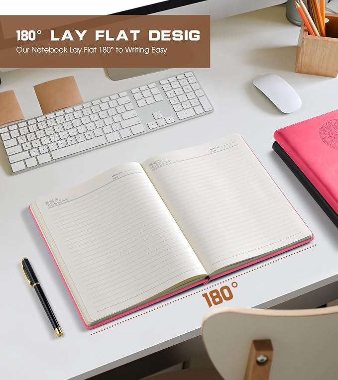 Biuwory Lined Journal Notebook for Women Men,256 Pages A4 Large Hardcover Leather Journals for Writing,Travel,Business,Work,School,College Ruled Notebooks for Note Taking, Diary Notepad 8.6"×11"