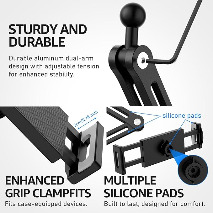 Urmust Tablet Wall Mount Holder for iPad, 360°Rotation Adjustable Tablet Stand Holder with Aluminum Extendable Arm, for iPad mini/Air/Pro/Galaxy Tab/Kindle, All 4.7-13" Phones & Tablets