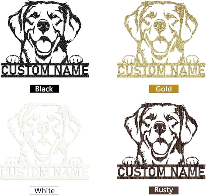 Dyoart Custom Dog Metal Signs - Personalized Metal Dog Decor, Rustic Farmhouse Dog Signs for Home Decor, Dog Metal Wall Art, Family Name Sign, Gifts for Mom Dad Dog Lovers, Dog Room Decor