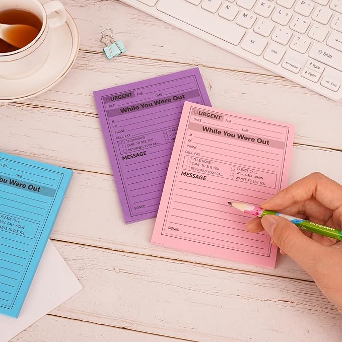 9 Pieces Phone Message Pads for Office, Big Sticky Notes for Wall, Assorted Colors Funny Office Sticky Notes, Urgent While You were Out Message Pad, Work Call, Teacher Supplies No Black Frame
