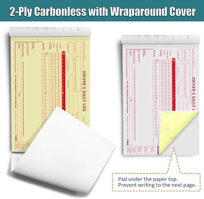 Daily Log Books for Truck Drivers with 7 & 8 Day Recap, 10 Pack, 2-Ply Carbonless, 35 Sets of Forms per Book, 8.5" x 5.5", Paper Driver Log Books for Truckers, Meet Requirements