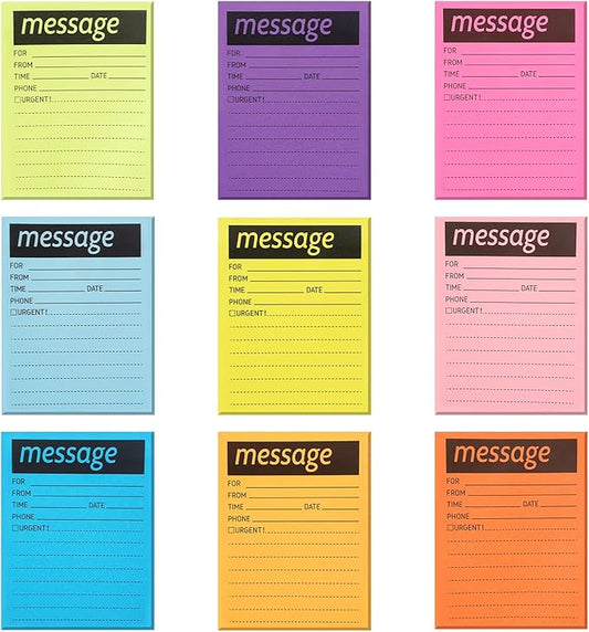 9 Pieces Phone Message Pads for Office, Big Sticky Notes for Wall, Assorted Colors Funny Office Sticky Notes, Urgent While You were Out Message Pad, Work Call, Teacher Supplies (with Black Frame)