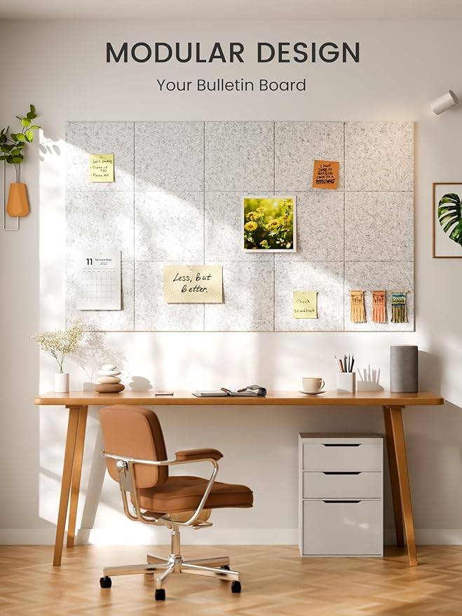 Bumusty Large Felt Bulletin Board 48" x 36" Cork Board Alternative - 6 Pack with 40 Safe Removable Adhesive Tabs, Cork Boards for Walls Cork Board for Home Office Classroom Pin Board (Silvery Gray)