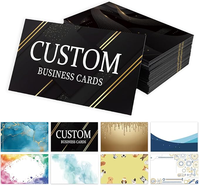 Custom Business Cards - 300gsm Matte Paper Waterproof Front & Back Printed 3.5x2 inch Customizable Logo/Text/QR Code 100/200/500/1000/2000 Pcs