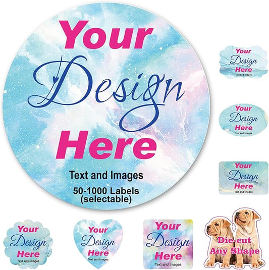 50-1000 Custom Stickers for Business Logo-Customized Personalized Labels with Any Design Image Logo Text for Small Business and Birthday Party Wedding,Waterproof Stickers