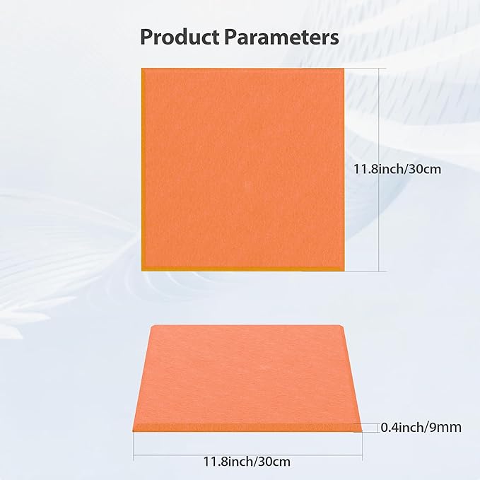 Amantech 12 Pack Acoustic Panels Self Adhesive Sound Proof Foam, High Density Sound Acoustic Panel, 12X12X0.4 Inch Square Panels in Home, Office, Reccording Room, Studio,and More(Orange-Red)