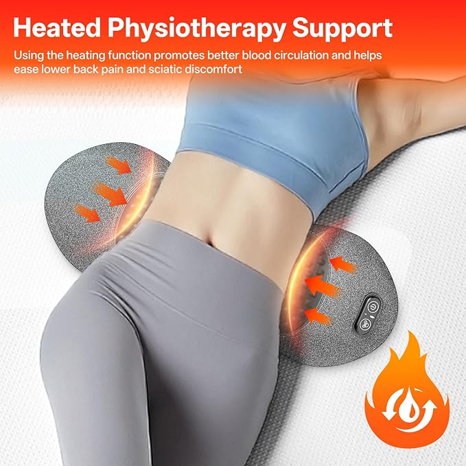 SUDAHIA 3-in-1 Electric Back Massager Pillow with Heat, Vibration and Traction, Triple Fusion Back Massager Bed and Chair Use, Lumbar Support Pillow for Lower Back Comfort and Spine Support (Gray)