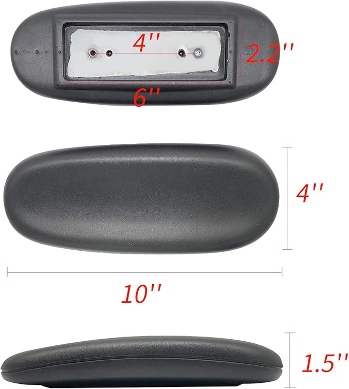 Universal Office Chair Arm Rest Replacement Pads -Ergonomic Arm Pads with 4" Mounting Hole Distance, Soft PU Surface & Durable Steel Inserts – Fits Most Office & Gaming Chairs (Set of 2)