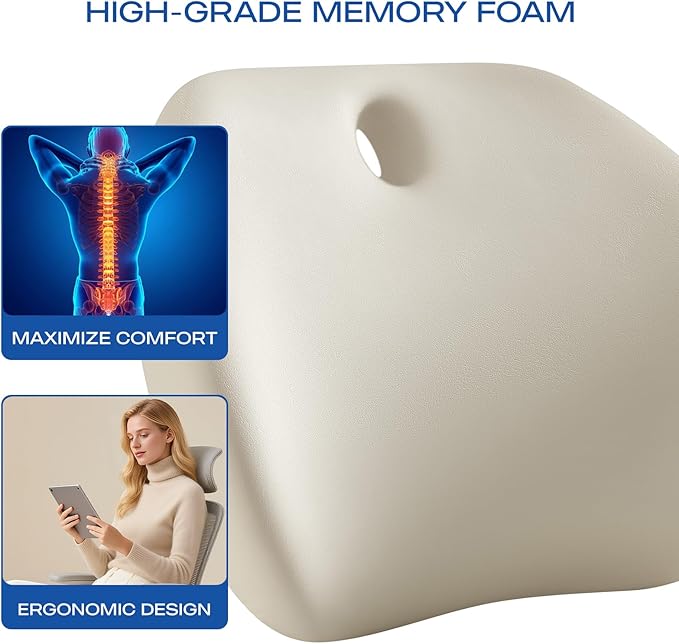 Skechers Lumbar Support Pillow for Office Chair,Memory Foam Lumbar Pillow,Lower Back Pain Relief Lumbar Pillow,Ergonomic Design Back Support Pillow for Office Chair,Car,Home,Travel,Black