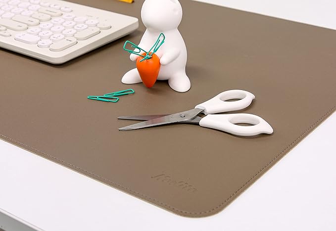 NODITO Dual-Sided Leather Desk Pad,Blotter for Laptop Computer,Mouse Pad,Writing,Drawing,Arts and Craft Mat (17"x24", Khaki)