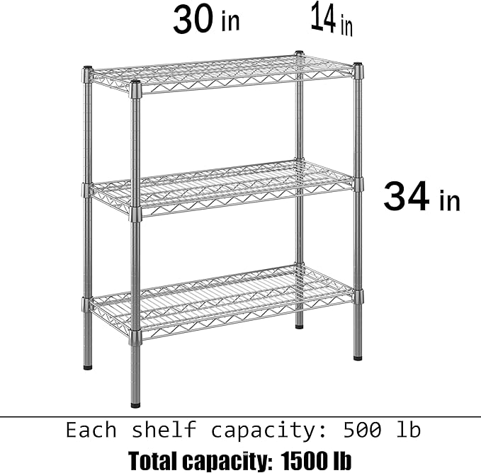 Regal Altair 14" Deep x 30" Wide x 34" Height Wire Shelving Kit | 3-Tier | NSF Commercial Storage Rack Unit