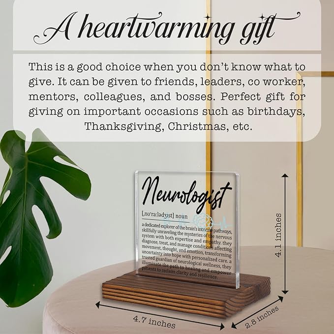 Neurologist Gifts, Thank You Appreciation Gifts for Brain and Nerve Specialists Week Graduation Birthday Christmas Medical Neurology Doctor Office Desk Decor Decorative Signs Plaque PA013