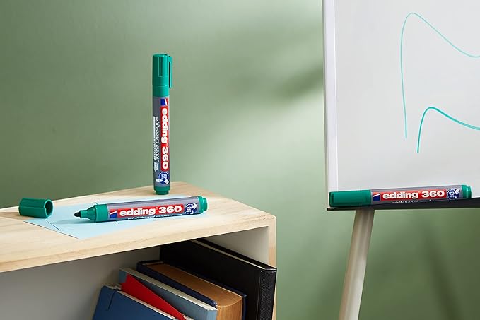 edding 360 whiteboardmarker - groen - 10 whiteboardstiften - ronde punt 1,5 - 3 mm - boardmarker uitwisbaar - voor whiteboard, flipchart, magneetbord, prikbord, memobord - sketchnotes - navulbaar