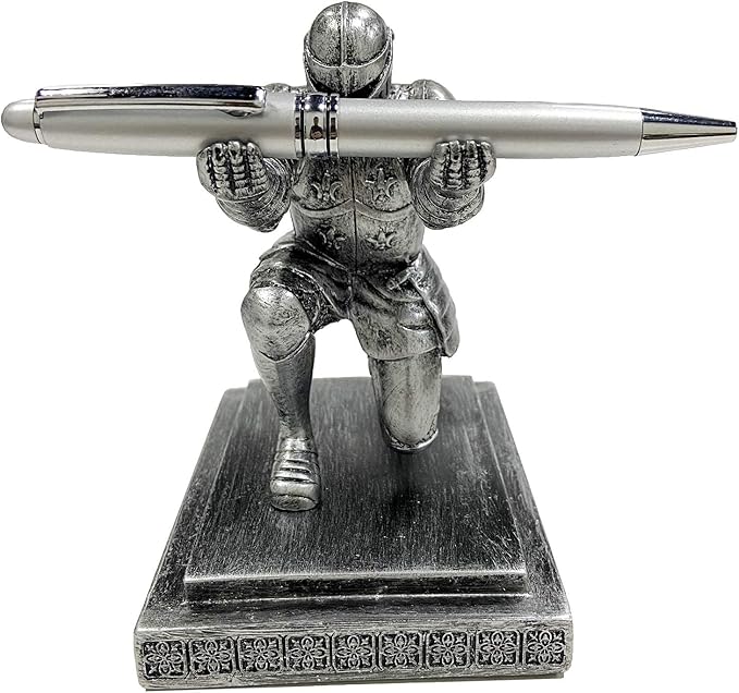 Ofiedx Executive Knight Pen Holder with a Pen Personalized Desk Accessories Decor Home Office Cool Pen Stand Iron