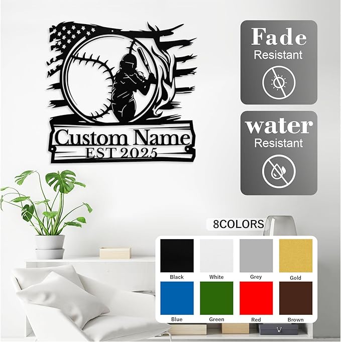 Personalized Softball Metal Sign, Custom Softball Signs Wall Art, Custom Name Sign for Player, Girls Room Decor, Sports Wall Decor, Gift for Girls, Team, Mother, Wife, Daughter