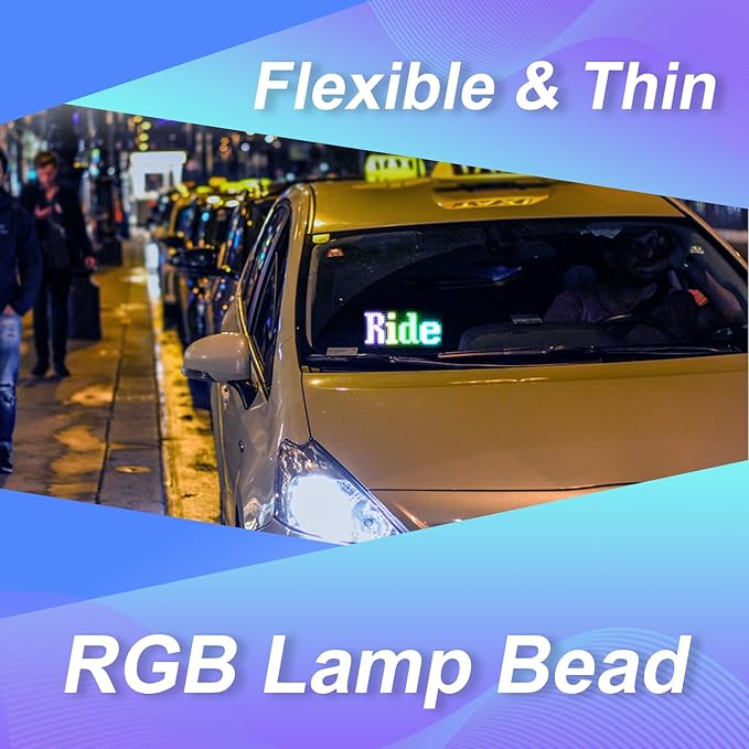 XIAOOHO LED Light Signs for Car,Programmable Bluetooth APP Control,DIY Editor Text, Patterns, Animations for Car Game Room Party Bar (3"x 7")