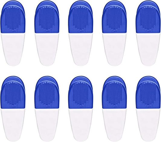 10 Magnetic Memo Holders Set - Large Clip, Plastic - White Blue