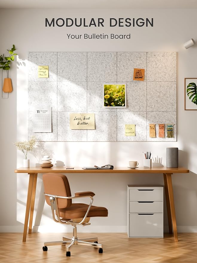 Bumusty Large Felt Bulletin Board 48" x 36" Cork Board Alternative-12 Pack with 70 Safe Removable Adhesive Tabs, Cork Boards for Walls Cork Board for Home Office Classroom Pin Board (Silvery Gray)