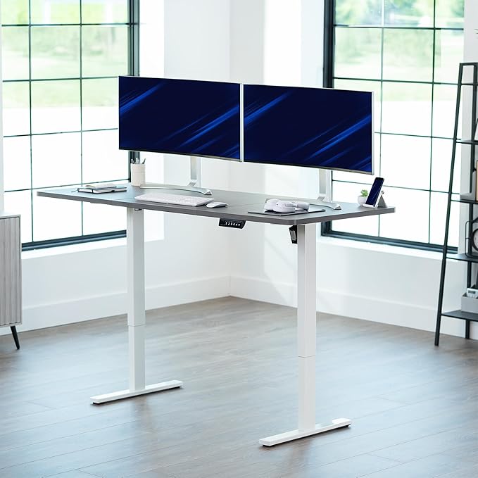 VIVO Electric 71 x 30 in Standing Desk, Memory Height Adjustment, 1B Series, Holds 220 lbs, Dark Gray Top White Frame, DESK-KIT-1W7G