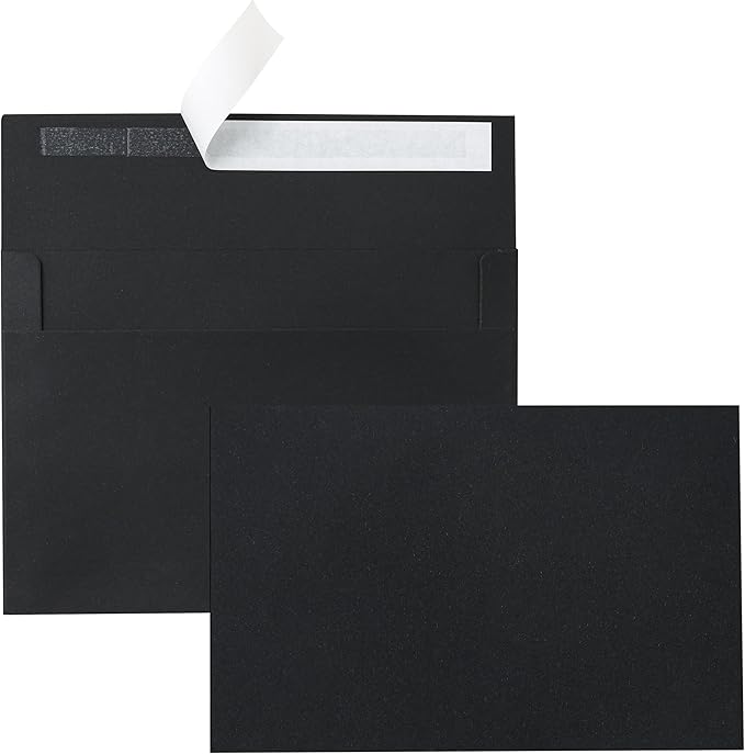 Silunkia 100 Packs Black Blank Greeting Cards with Envelopes 4 x 6 Heavyweight Single Panel Cardstock and A4 Envelopes Printable Self Seal for Graduations, Wedding Invitations, Thanksgiving Cards