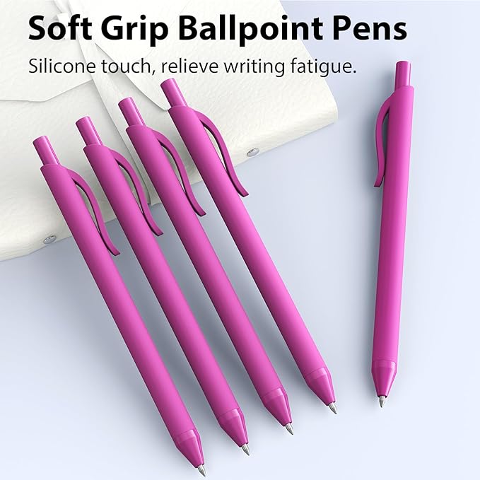JIMMIDDA 52 Pcs Pens Bulk - 1.0MM Ballpoint Pens Pink Ink | Medium Point Smooth Writing, No Bleed Retractable Ball Point Pen for Office School (Pink - 52Pcs)