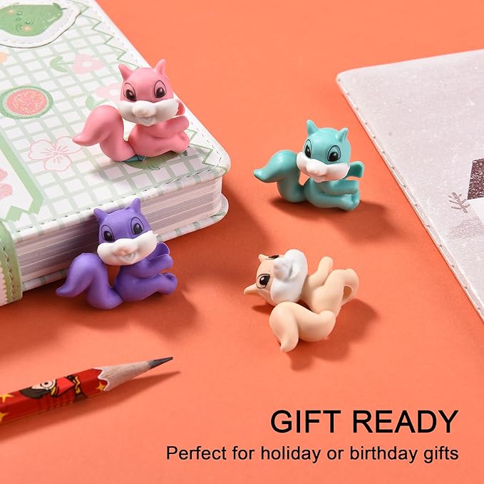 24Pcs Pencil Top Erasers for Kids, Squirrel Pencil Erasers Toppers Bulk, Cute Cap Erasers for Party Favors Classroom Rewards