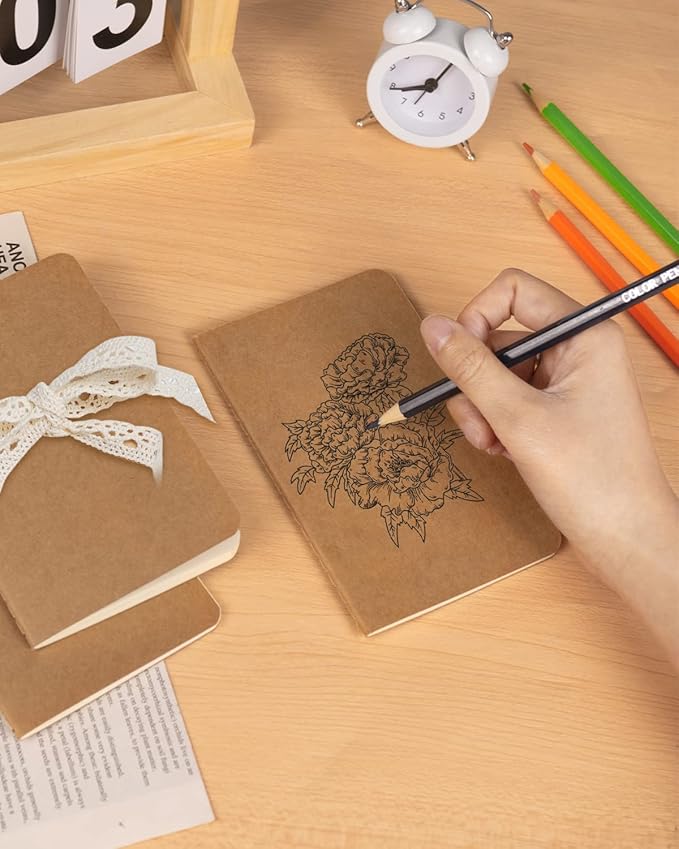 Lzerking Mini Notebooks Bulk 36 Pack Small Pocket Journal Notepads-Kraft Brown Cover 3.5 x 5.5 Inches, 30 Sheets/60 Pages, Little Notebook Pocket Size for Kids Students Teens