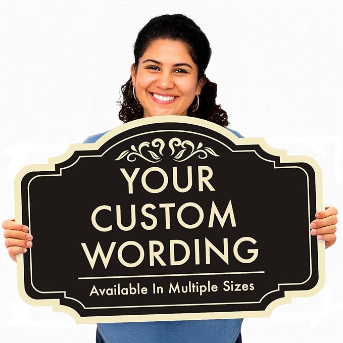 Custom Decorative Outdoor Metal Sign - Personalized Aluminum Sign, Waterproof & Made In USA - Design 2 Black Charcoal 12x8 In