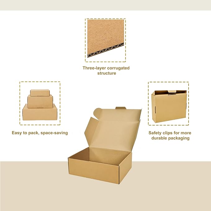 WINHPH 12x9x4 Inches Shipping Boxes, White Corrugated Cardboard Literature Mailer for Small Business, Set of 20 Packaging Supplies