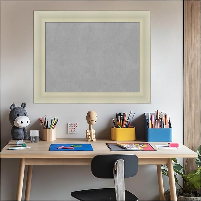 Amanti Art Silver Framed Magnetic Board 23x29 Medium Vision Board for use with Magnets, 100% Metal Sheet to Display Items as Office Decor or for Home Organization in mudroom, Kitchen or Kids Room