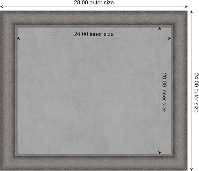 Amanti Art Grey Framed Magnetic Board 24x28 Medium Vision Board for use with Magnets, 100% Metal Sheet to Display Items as Office Decor or for Home Organization in mudroom, Kitchen or Kids Room