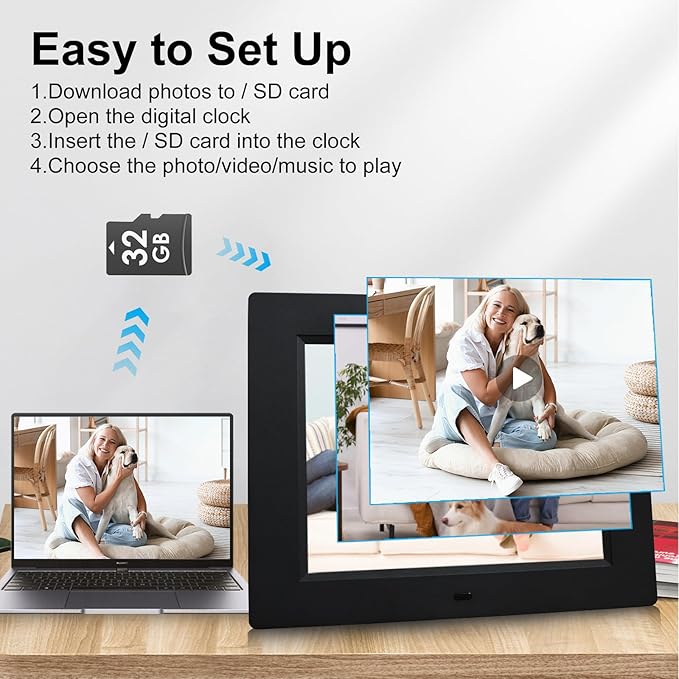 TMC 【New 2026】 Dementia Clock Large Digital Clock for Seniors, Large Display with Custom Alarms, Digital Calendar Alarm Day Clock with Day & Date for Elderly, Clear Numbers Alzheimer (Black, SD)