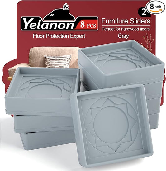 Furniture Coasters 8 Pcs 2”- Furniture Caster Cups Non Slip Furniture Pads Hardwoods Floors Non Skid Furniture Grippers, Rubber Furniture Feet, Anti Slide Floor Protector for Bed Couch Stoppers Gray
