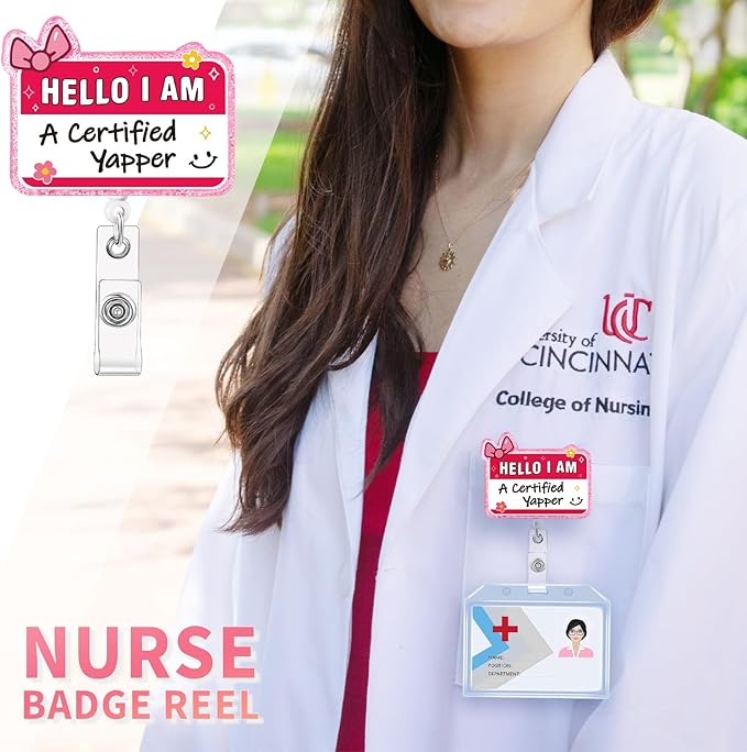 Aoryalps Retractable Badge Reel Holder Retractable with ID Clip for Nurse Nursing Name Tag Card Nursing Student Teacher Doctor Medical Assistant Work Office Clip-Gifts for Nurse