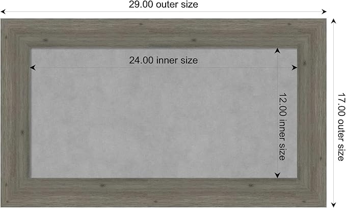 Amanti Art Grey Framed Magnetic Board 17x29 Small Vision Board for use with Magnets, 100% Metal Sheet to Display Items as Office Decor or for Home Organization in mudroom, Kitchen or Kids Room