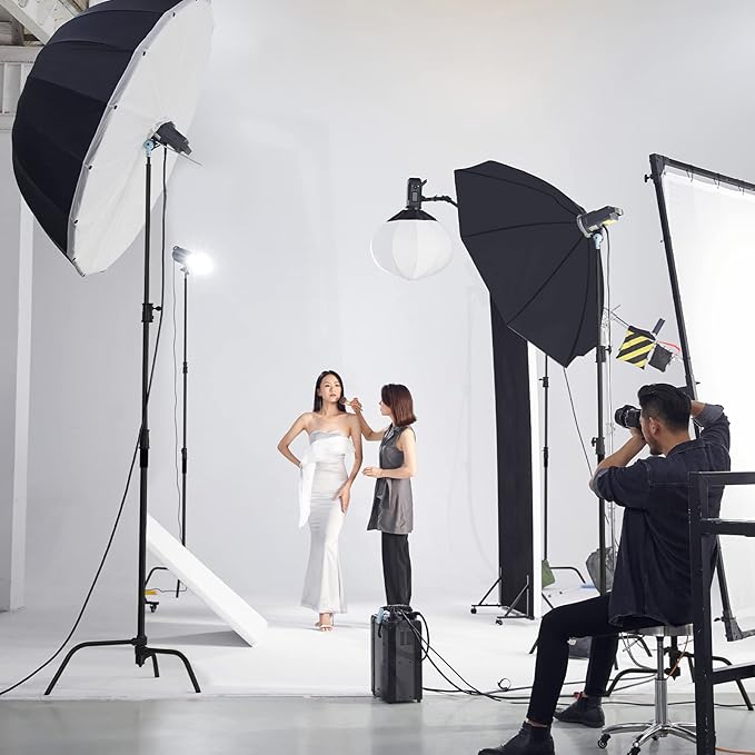 2 Packs C-Stand Kit,Heavy Duty Steel Photography Light Stand Kit,Adjustable 5-10.8 feet Sturdy Turtle Base for Studio Softbox, Monolights, Reflector, Umbrella（Black）