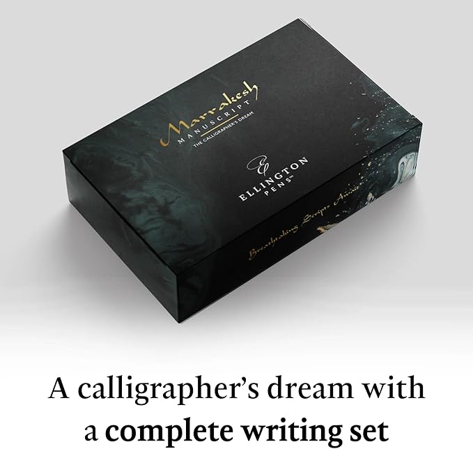 Ellington Pens Luxury Calligraphy Set - Premium Fountain Pen with 6 Nibs, 50 ml Black Ink Bottle, 6 Cartridges, Converter, Elegant Gift Box – Perfect for Drawing, Writing, Gifting (Midnight Rose)