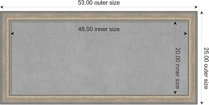 Amanti Art Silver Framed Magnetic Board 25x53 Oversize Vision Board for use with Magnets, 100% Metal Sheet to Display Items as Office Decor or for Home Organization in mudroom, Kitchen or Kids Room